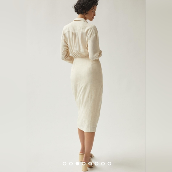 Anthropologie V-neck knot Front Midi Dress - Picture 4 of 13